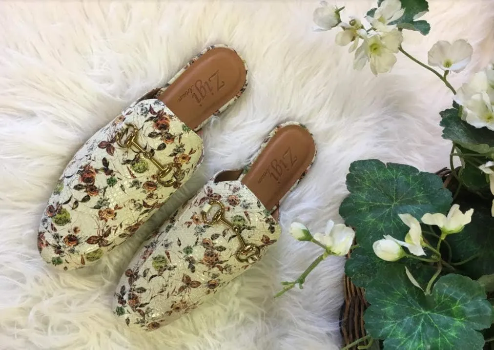 Zigi NY Mallary Floral Snake Leather Embroidered Loafer Mule