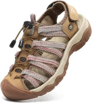 ziitop Womens Hiking Sandals Closed Toe Summer Outdoor Adventurous Beach Sandals Lace Adjustable Double Buckle Water Shoes