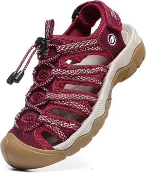 ziitop Womens Hiking Sandals Closed Toe Summer Outdoor Adventurous Beach Sandals Lace Adjustable Double Buckle Water Shoes