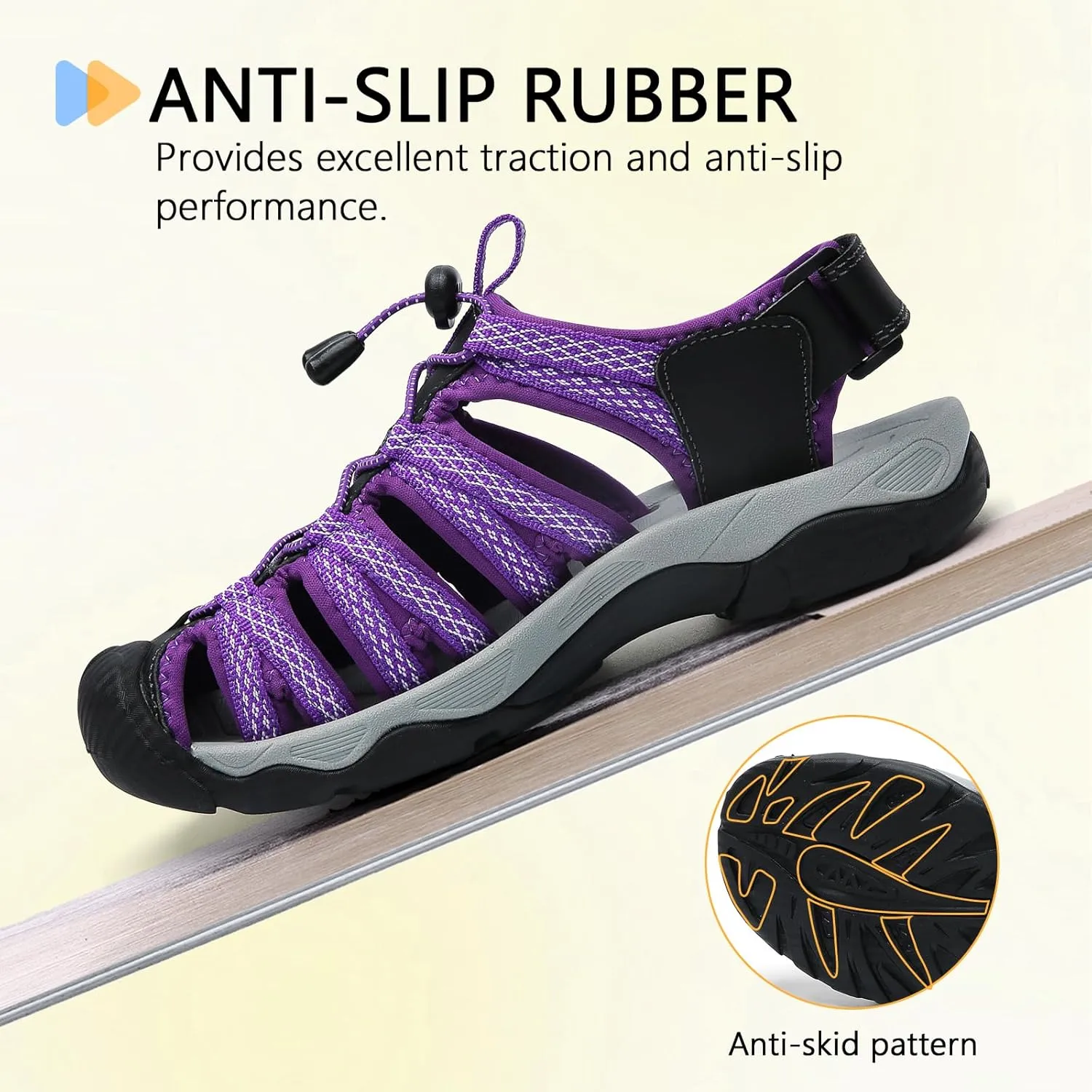 ziitop Womens Hiking Sandals Closed Toe Summer Outdoor Adventurous Beach Sandals Lace Adjustable Double Buckle Water Shoes